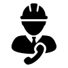 Icon Mann mit Arbeiterhelm und Telefonsymbol